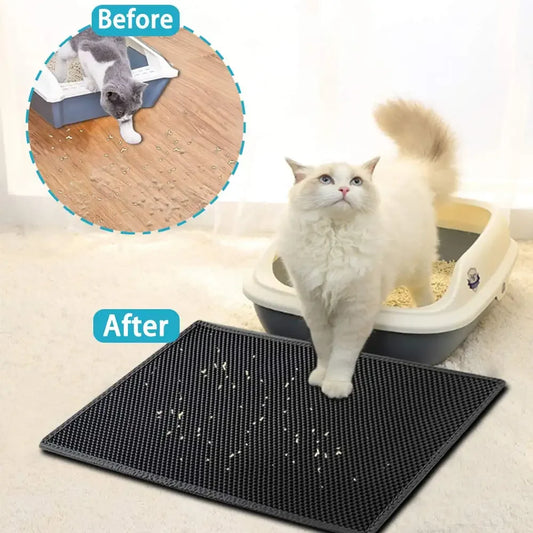 Double-Layer Waterproof Cat Litter Mat – Non-Slip, Easy-Clean Pad with Bonus Gift