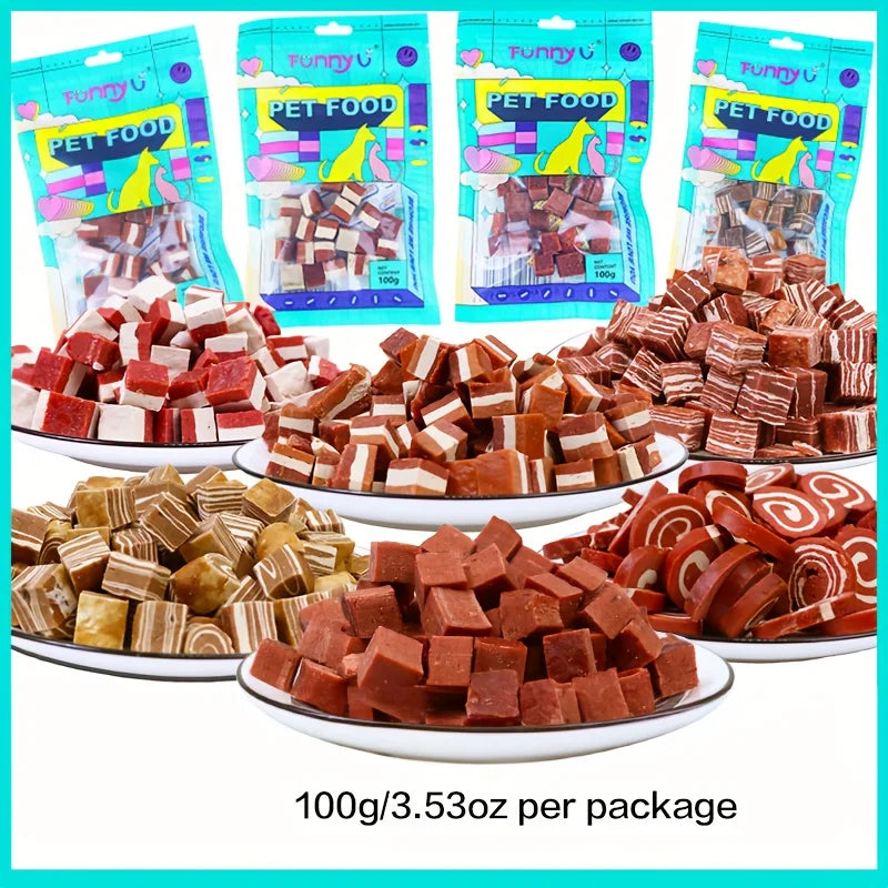 100g Beef & Meat Cubes Dog Treats Digestible Snacks for Small Medium & Large Dogs Healthy Dog Dry Food