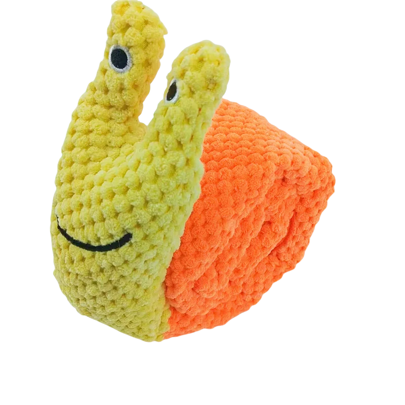 Dog Puzzle Feeder Toy – Plush, Squeaky & Foldable Snail Design