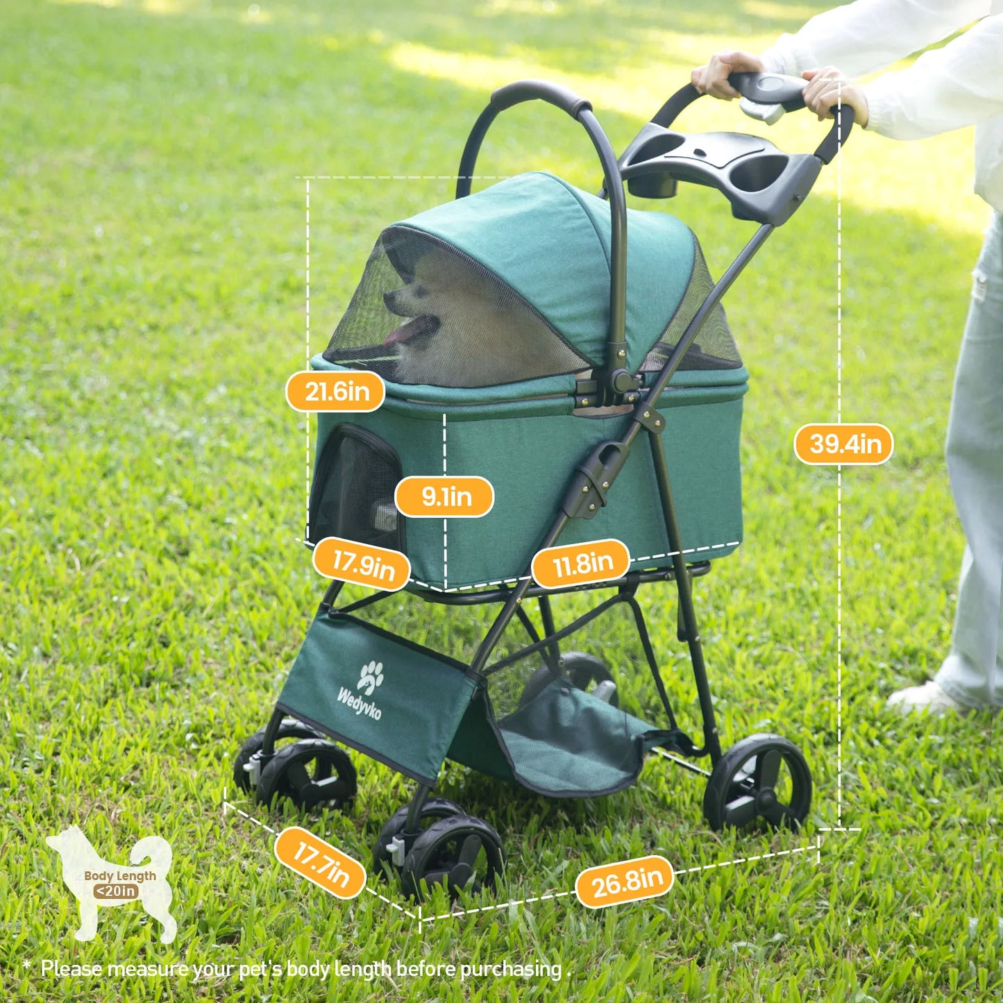 Portable Cart for Small Dogs – One-Click Folding Clip-Type Stroller with Basket