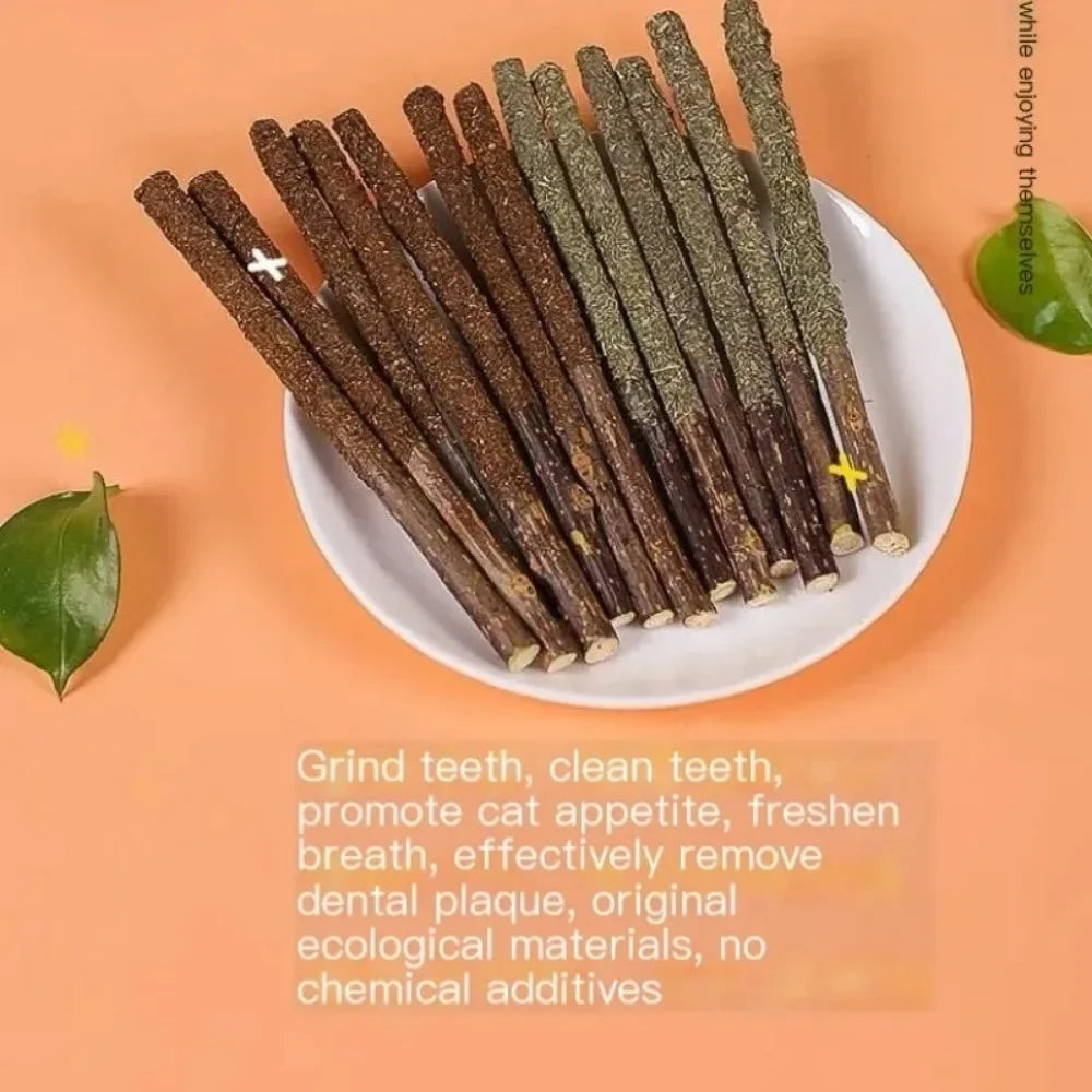 6 Natural Cat Sticks – Mint, Silver Vine & Excitement Sticks for Scratching, Biting & Teeth Cleaning