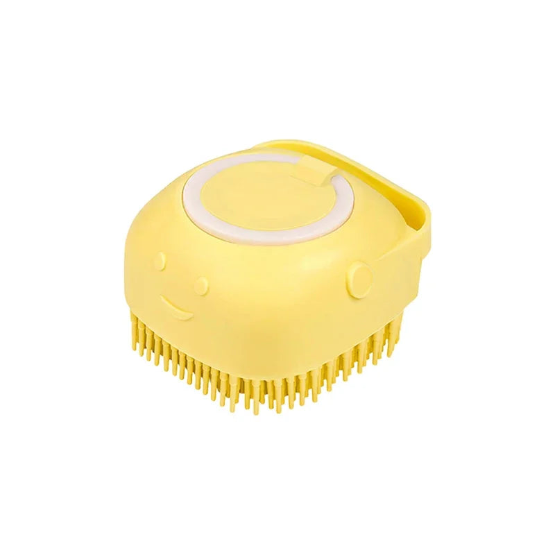 Dog Bathing Brush with Shampoo Dispenser – Soft Silicone Massage & Grooming Tool for Dogs & Cats