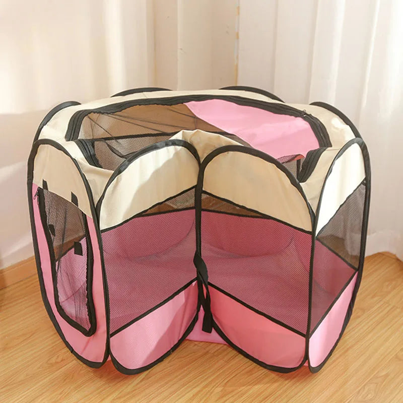Octagonal Foldable Pet Cage – Breathable Delivery Room Tent & Scratch-Resistant Nest for Cats and Dogs