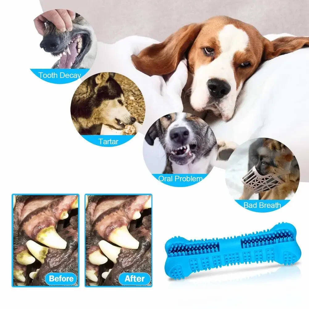 Soft Rubber Dog Toothbrush Chew Toy – 360° Teeth Cleaning Stick