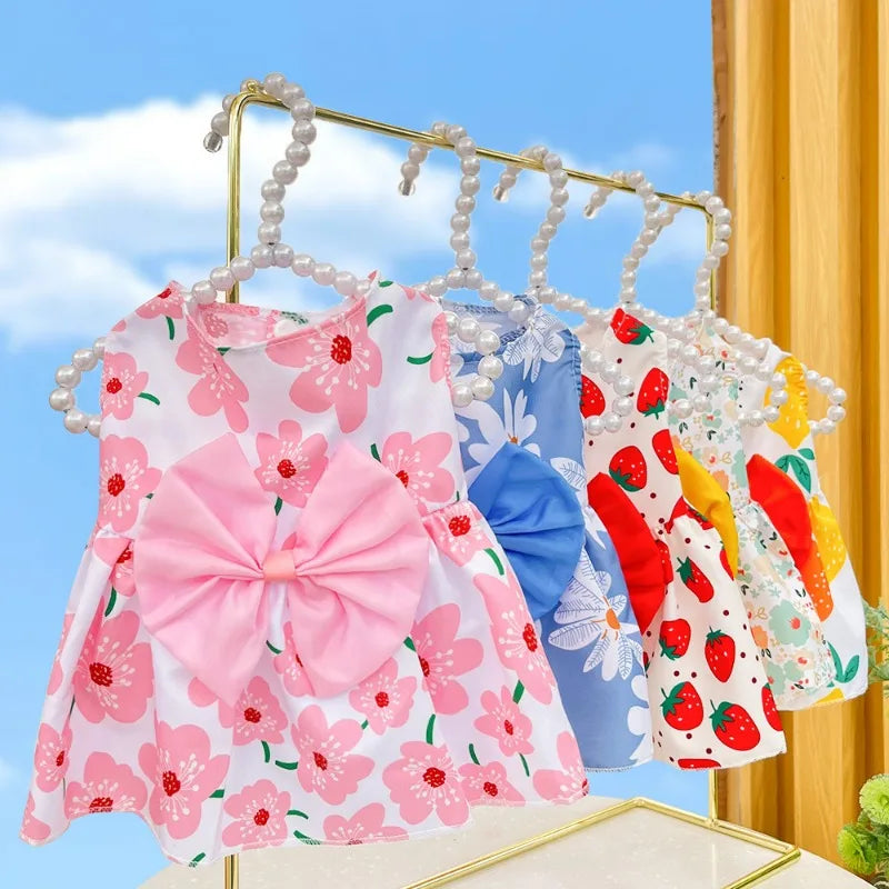 Spring & Summer Princess Dress – Lace Bow Skirt for Small & Medium Dogs and Cats