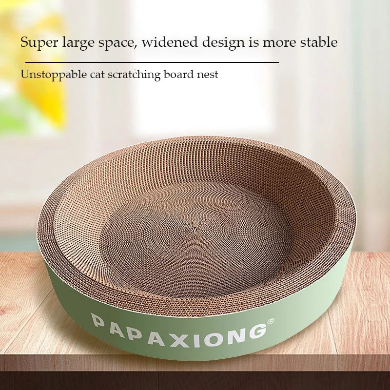 Round & Oval Cat Scratcher Bed – Durable Thickened Cardboard with Corn Glue Decal