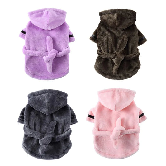 Hooded Pet Bathrobe – Soft Drying Towel Pajamas for Dogs & Cats