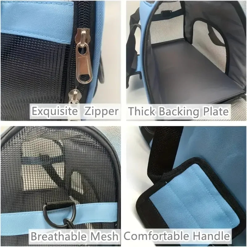 Portable Dog & Cat Carrier Bag – Breathable Mesh Travel Handbag for Small Pets