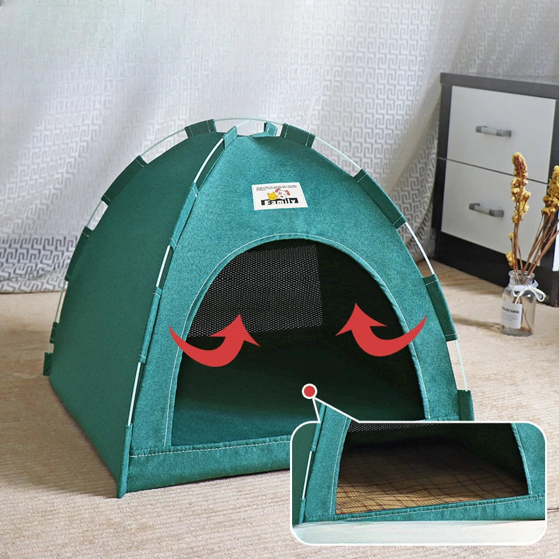Foldable Cat House & Pet Tent – Portable, Breathable Nest with Summer Cool Mat for Cats and Small Dogs