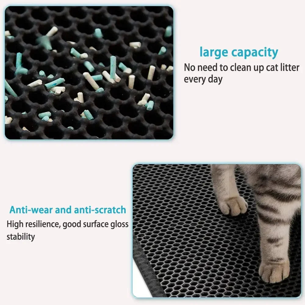 Double-Layer Waterproof Cat Litter Mat – Non-Slip, Easy-Clean Pad with Bonus Gift