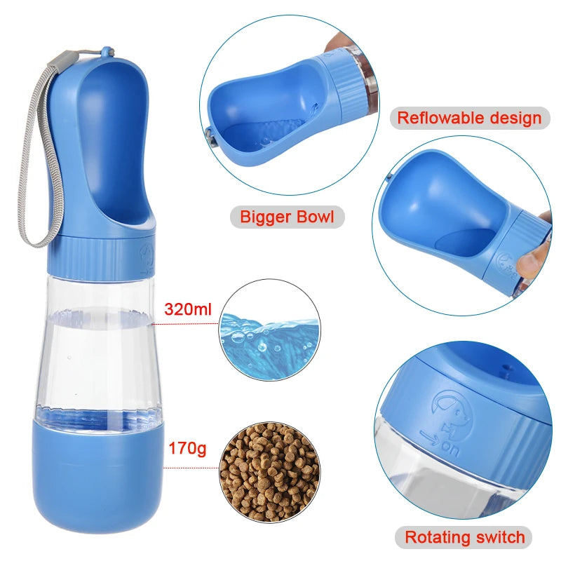 2-in-1 Portable Dog Water Bottle & Food Container – Perfect for Travel & Outdoor Adventures