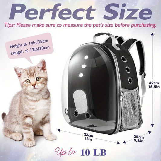 Transparent Bubble Backpack Carrier for Small to Medium Dogs And Cats - Breathable Travel Bag with Zipper Cat Space Capsule