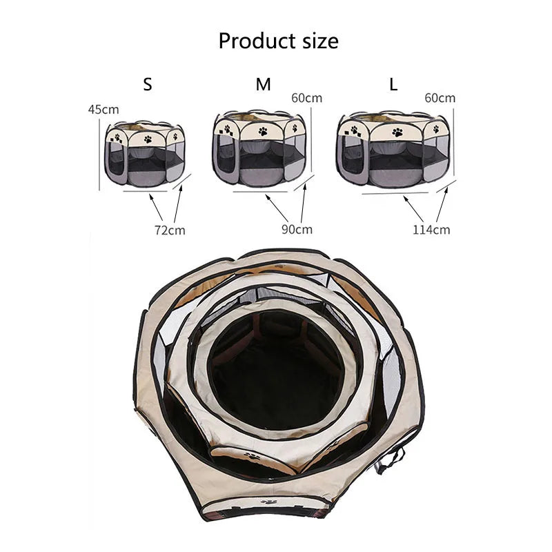 Octagonal Foldable Pet Cage – Breathable Delivery Room Tent & Scratch-Resistant Nest for Cats and Dogs
