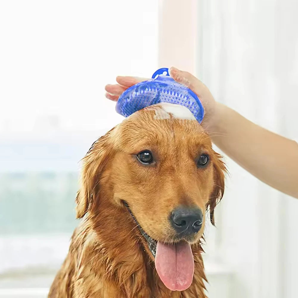 Soft Rubber Dog & Cat Brush – Bath Glove for Hair Removal, Grooming & Massage