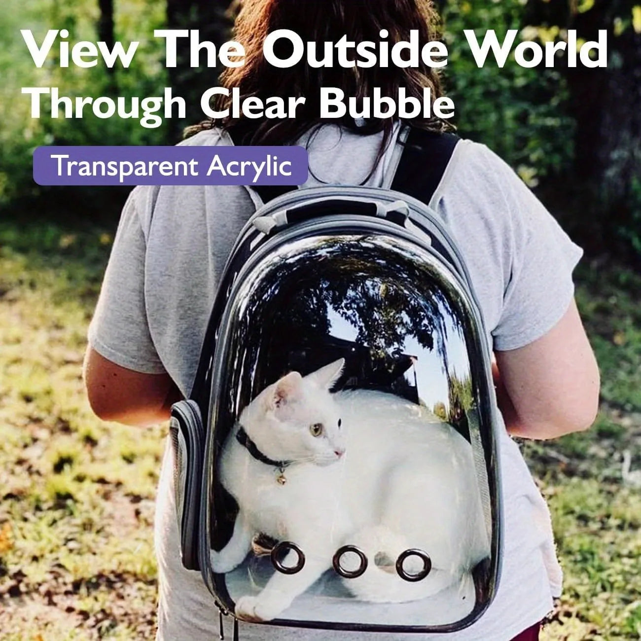 Transparent Bubble Backpack Carrier for Small to Medium Dogs And Cats - Breathable Travel Bag with Zipper Cat Space Capsule