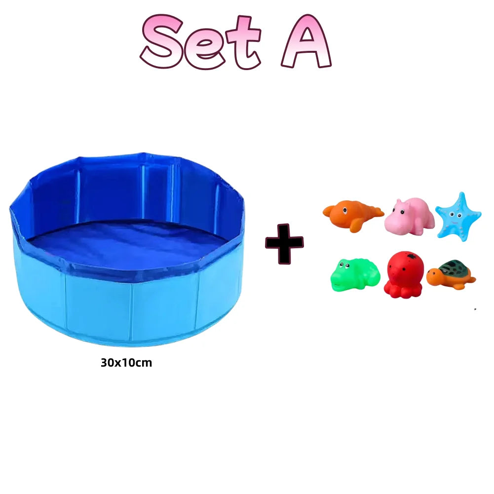 Foldable Cat & Dog Pool – Fun Summer Water Bath Tub with Turtle, Starfish & Octopus Design