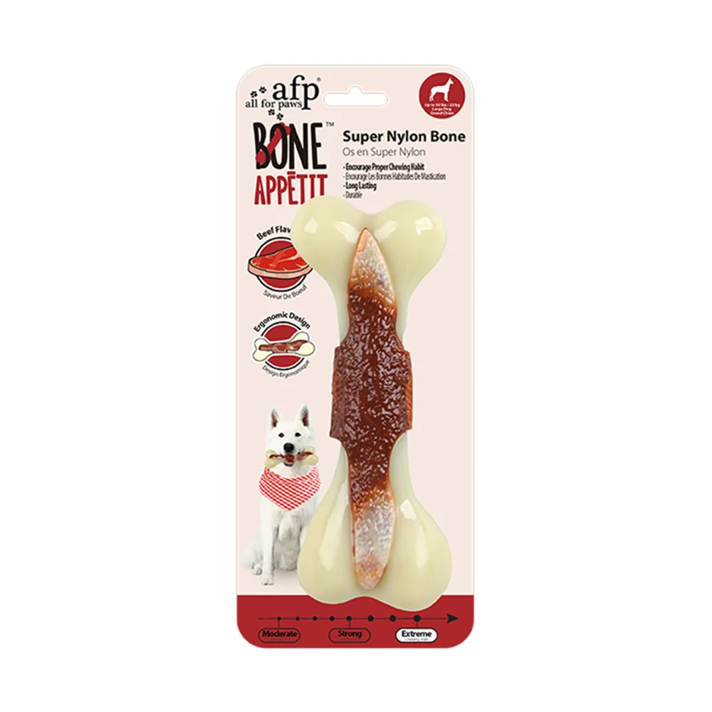 All For Paws Nearly Indestructible Nylon Bone – Beef-Flavored Chew Toy for Aggressive Chewers
