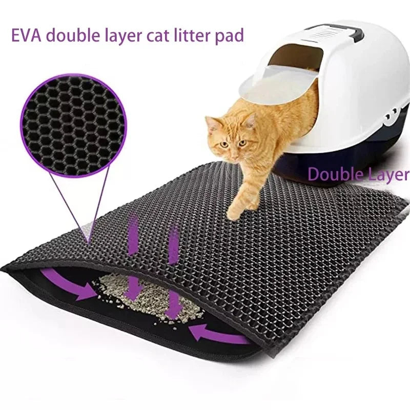 Double-Layer Waterproof Cat Litter Mat – Non-Slip, Easy-Clean Pad with Bonus Gift