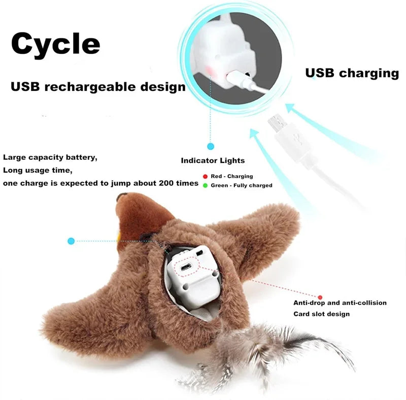 Interactive Flapping Bird Cat Toy – Rechargeable & Catnip-Infused for Endless Feline Fun