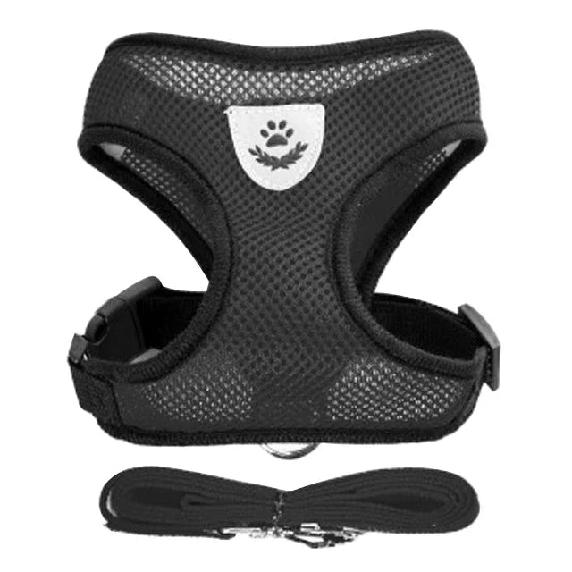 Adjustable Mesh Harness Vest with Leash – For Cats, Puppies & Small Dogs