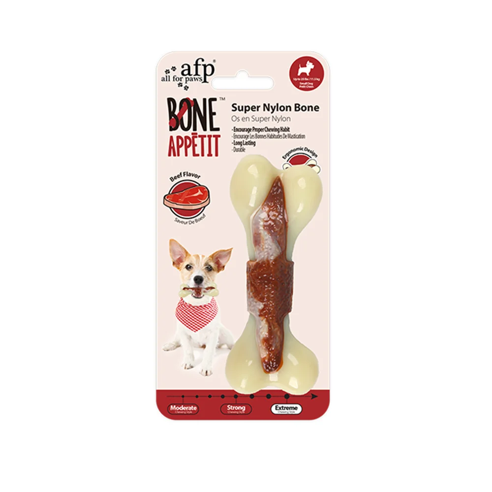 All For Paws Nearly Indestructible Nylon Bone – Beef-Flavored Chew Toy for Aggressive Chewers