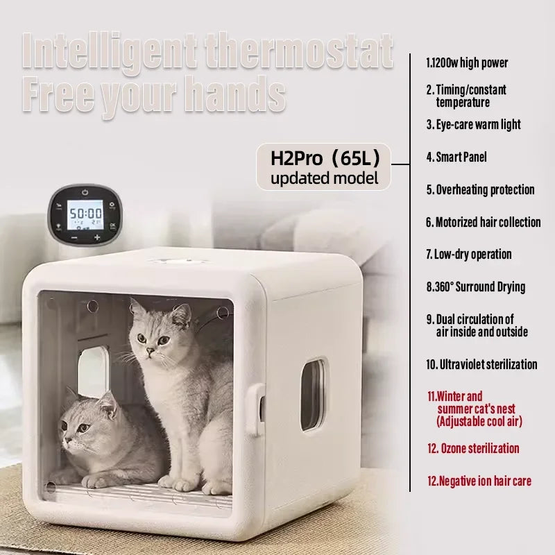 Smart Pet Drying Box – Automatic Temperature Control & Water Sterilization Dryer for Cats & Dogs