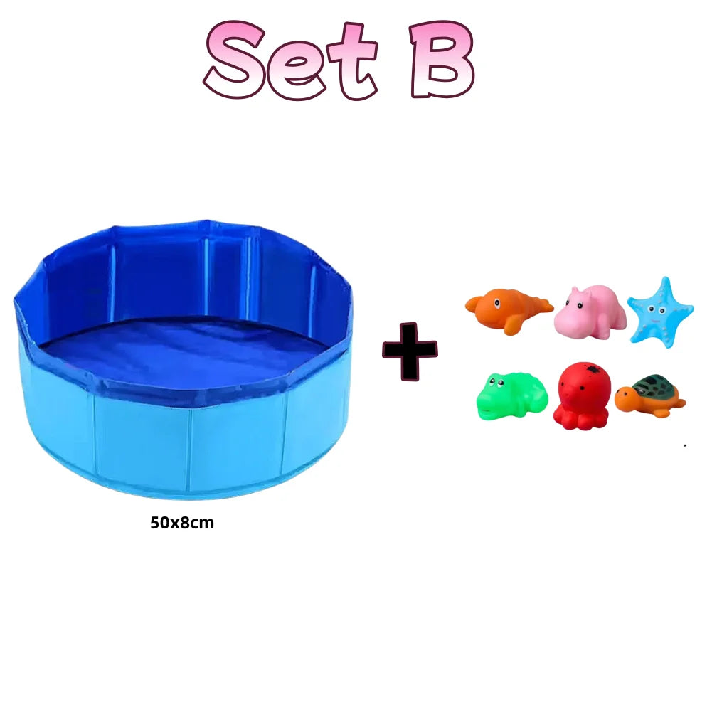 Foldable Cat & Dog Pool – Fun Summer Water Bath Tub with Turtle, Starfish & Octopus Design