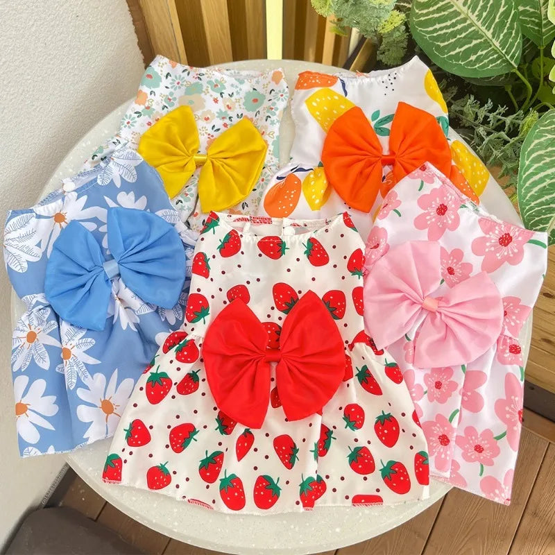 Spring & Summer Princess Dress – Lace Bow Skirt for Small & Medium Dogs and Cats