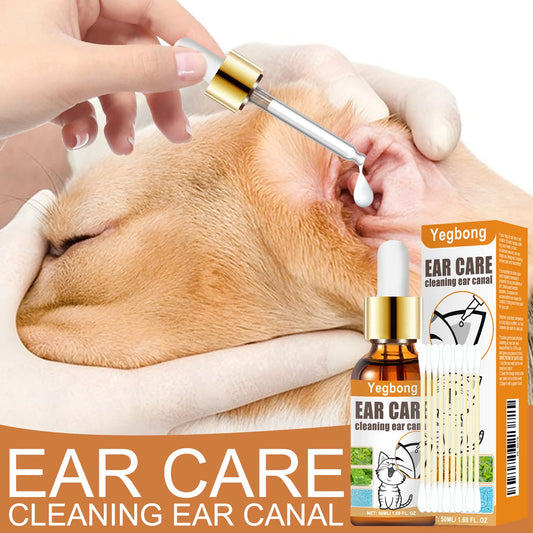 Yegbong 50ml Pet Ear Cleaner – Ear Mite Deodorant & Soothing Wash for Dogs and Cats