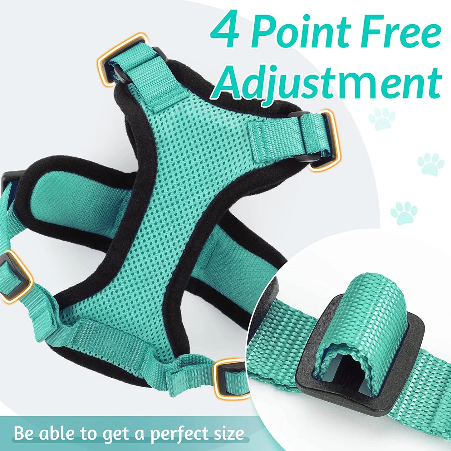Adjustable Soft Cat Harness And Leash for Walking - Escape Proof Easy-Control Vest Harness with Comfortable Fit for Cats