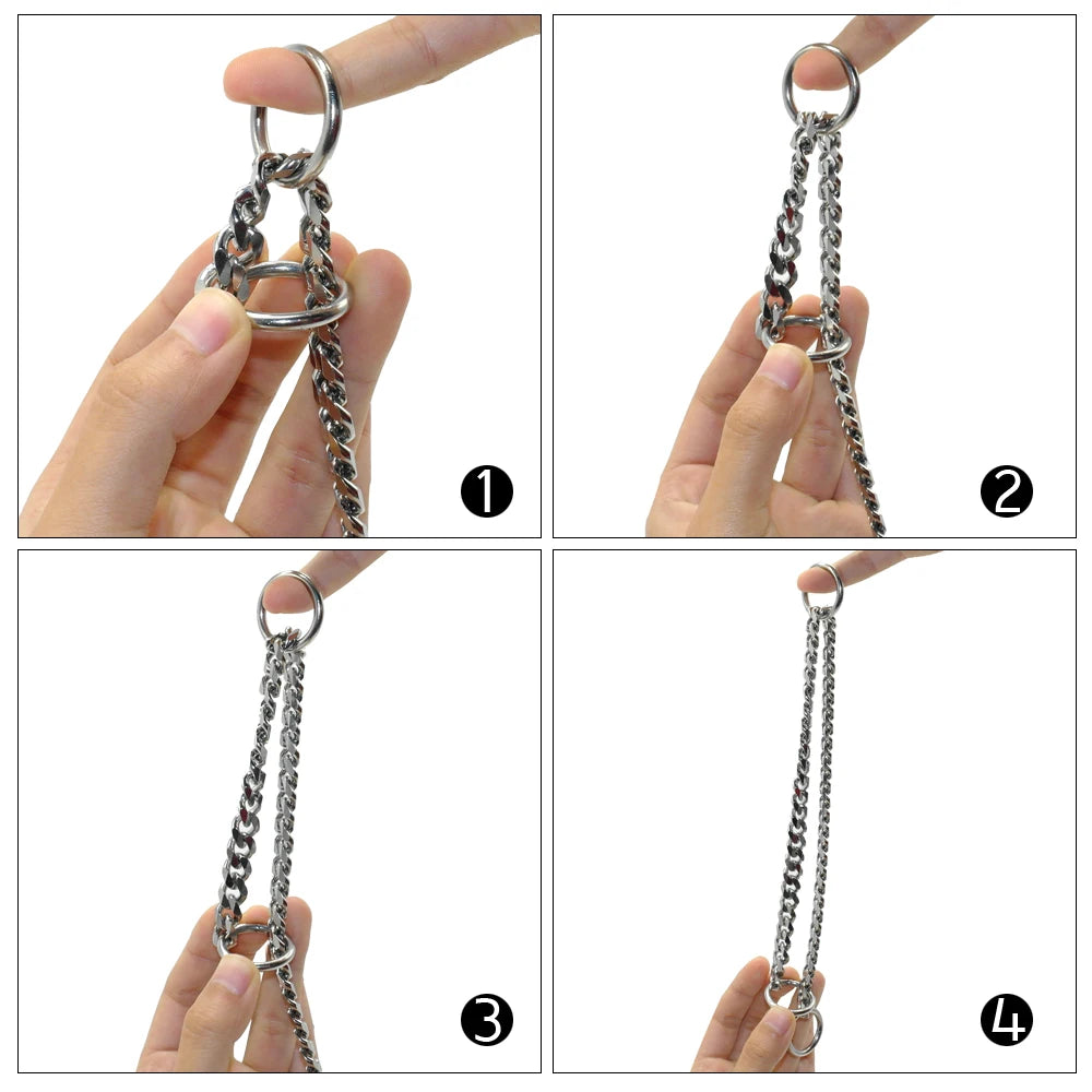 Stainless Steel Dog Chain Collar – Chrome-Plated Slip/Choke Collar for Medium & Large Dogs