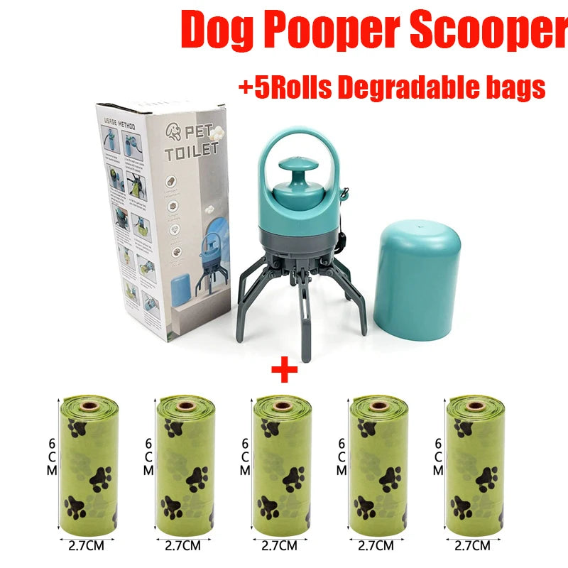 Portable Dog Pooper Scooper with Built-In Waste Bag Storage