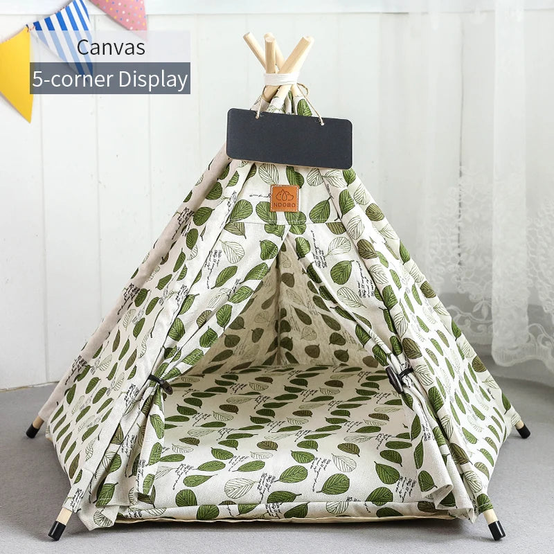 Pet Teepee Tent – Cozy Indoor House for Cats & Small Dogs with Cushion & Blackboard Sign