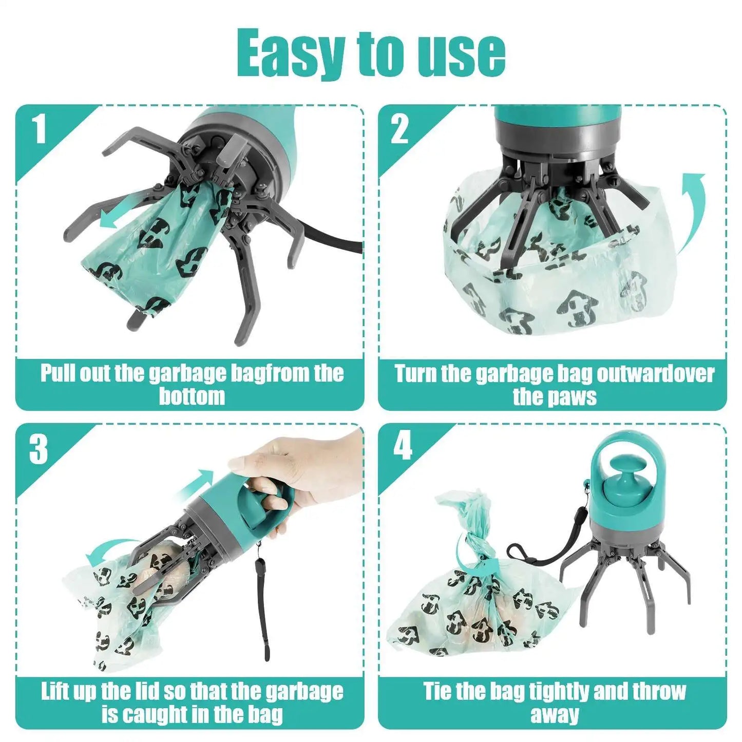 Portable Dog Pooper Scooper with Built-In Waste Bag Storage