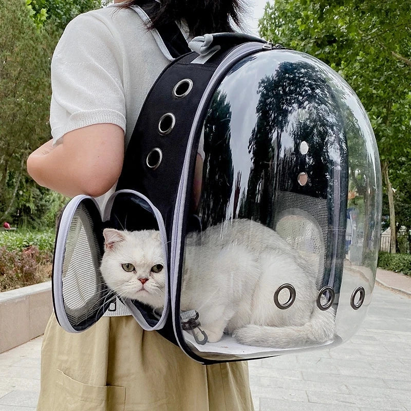 Space Capsule Pet Backpack – Breathable, Transparent Carrier for Cats & Small Dogs
