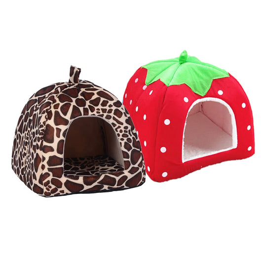Soft Strawberry Pet House – Cozy Kennel Tent for Small Dogs & Cats