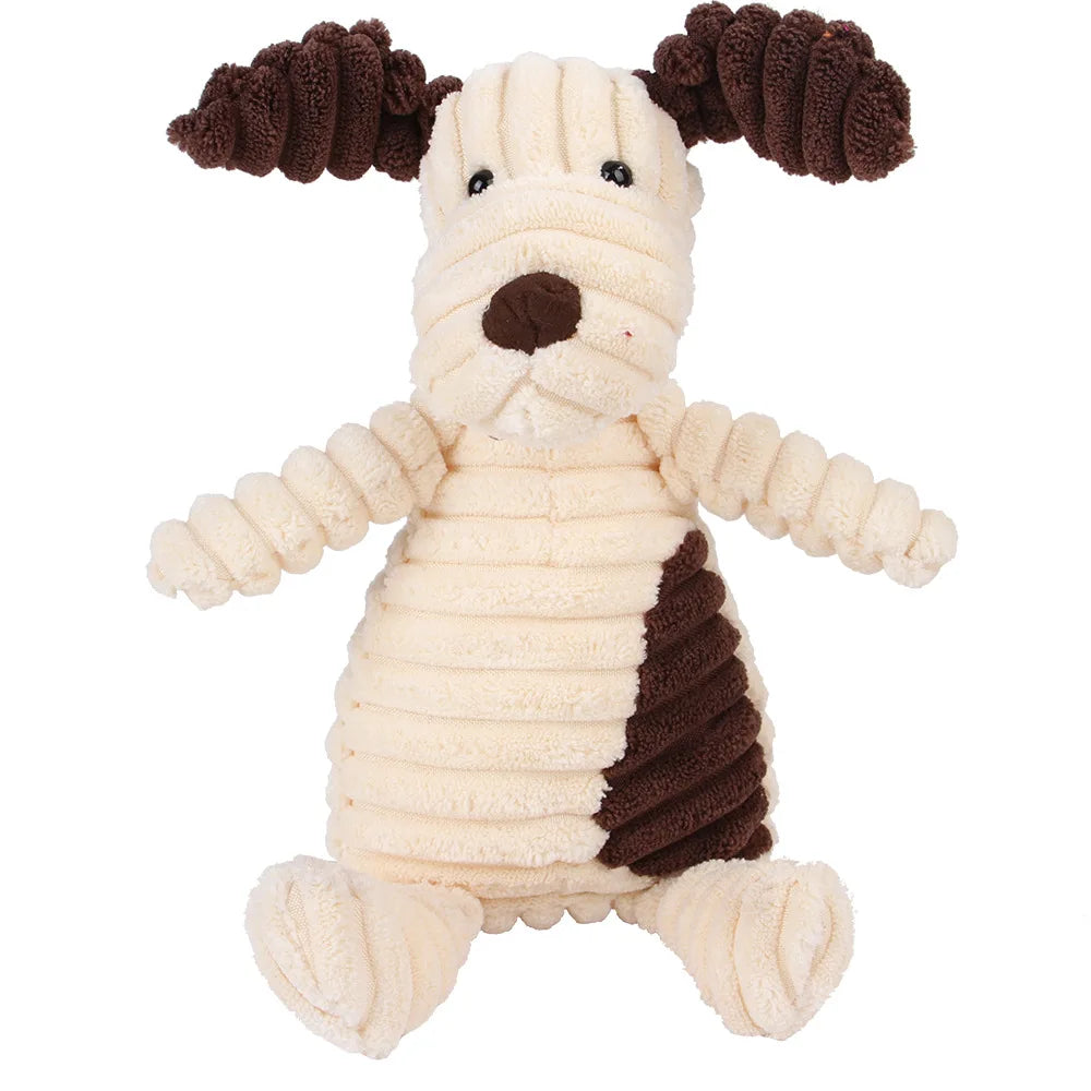 Corduroy Monkey & Pig Squeaky Dog Toy – Plush, Durable & Great for Dental Health