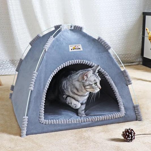 Foldable Cat House & Pet Tent – Portable, Breathable Nest with Summer Cool Mat for Cats and Small Dogs