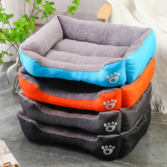 Colorful Square Winter Pet Bed – Soft, Warm & Waterproof for Dogs and Cats