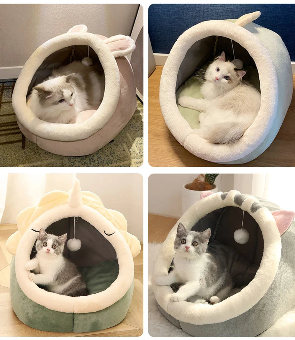 Cozy Washable Pet Lounger Cushion – Soft Cat Bed, Warm Winter Kennel for Cats & Small Dogs