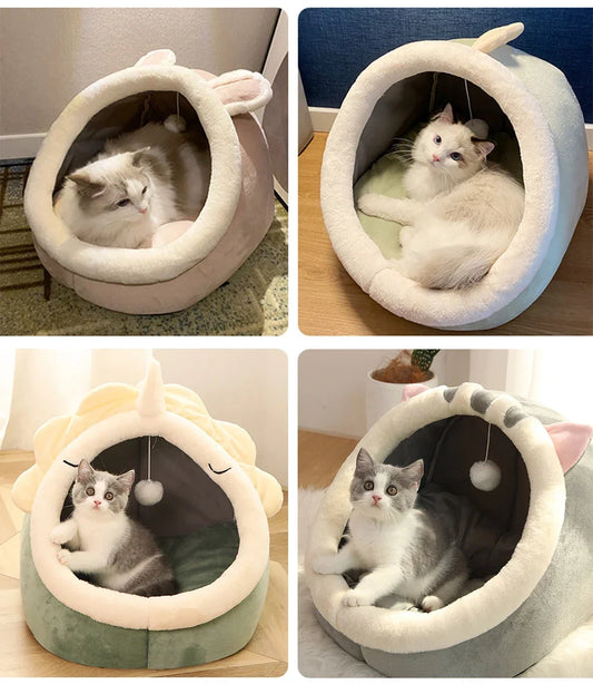 Cozy Washable Pet Lounger Cushion – Soft Cat Bed, Warm Winter Kennel for Cats & Small Dogs