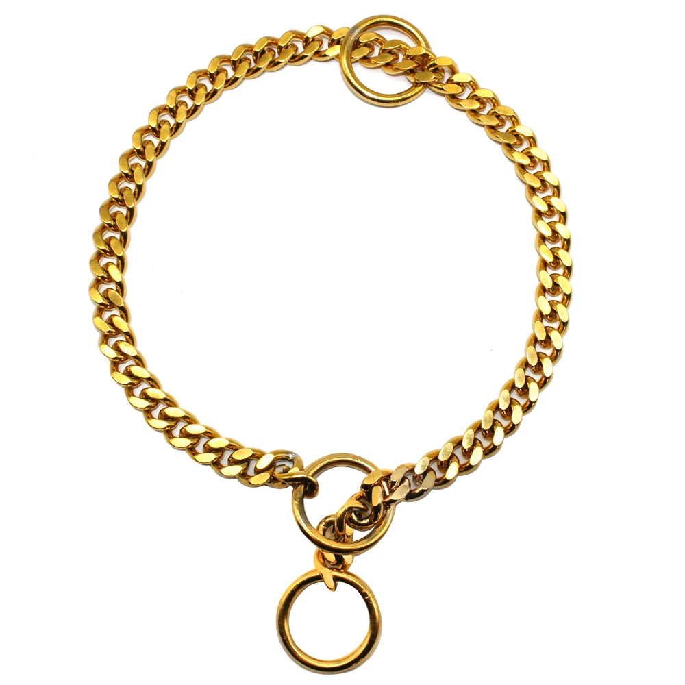 Stainless Steel Dog Chain Collar – Chrome-Plated Slip/Choke Collar for Medium & Large Dogs