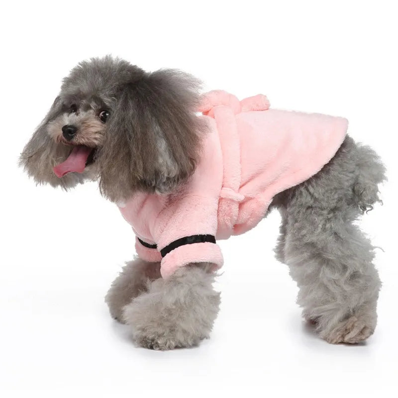 Hooded Pet Bathrobe – Soft Drying Towel Pajamas for Dogs & Cats