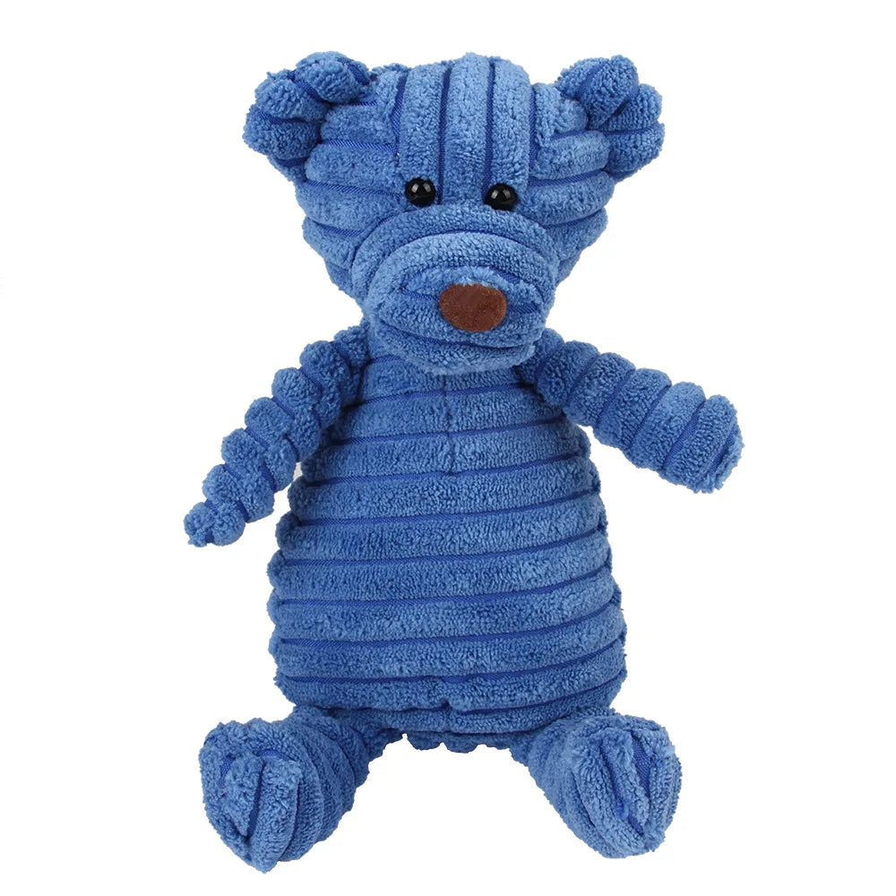 Corduroy Monkey & Pig Squeaky Dog Toy – Plush, Durable & Great for Dental Health