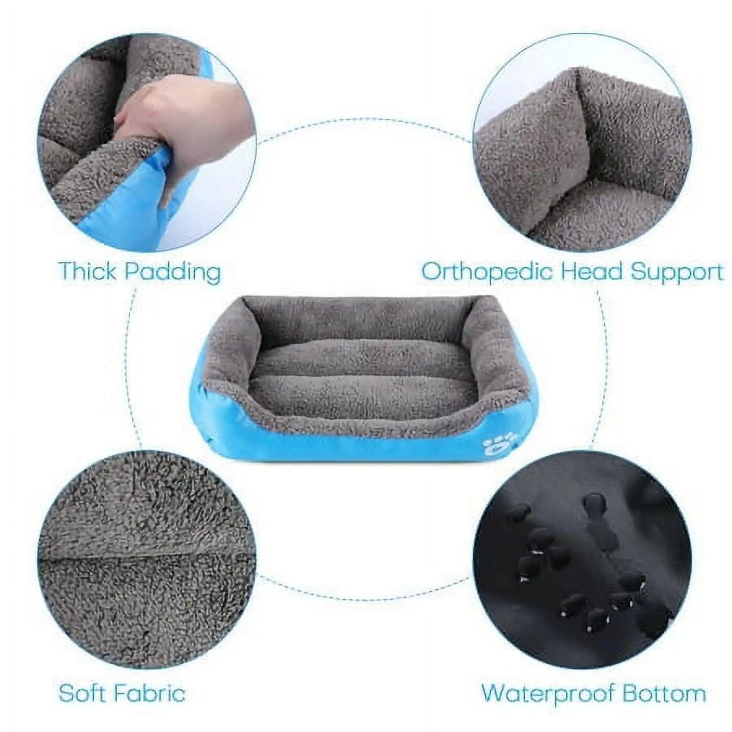 Colorful Square Winter Pet Bed – Soft, Warm & Waterproof for Dogs and Cats
