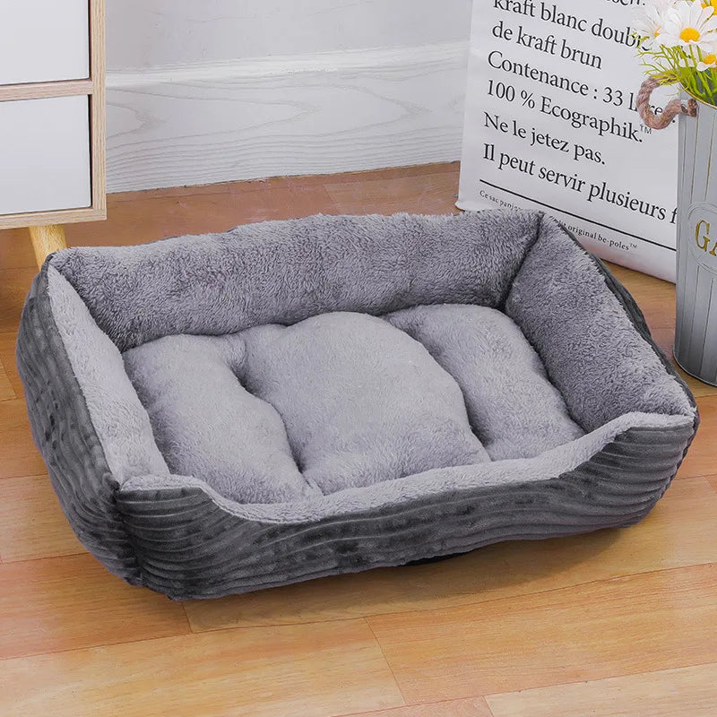 Colorful Square Winter Pet Bed – Soft, Warm & Waterproof for Dogs and Cats