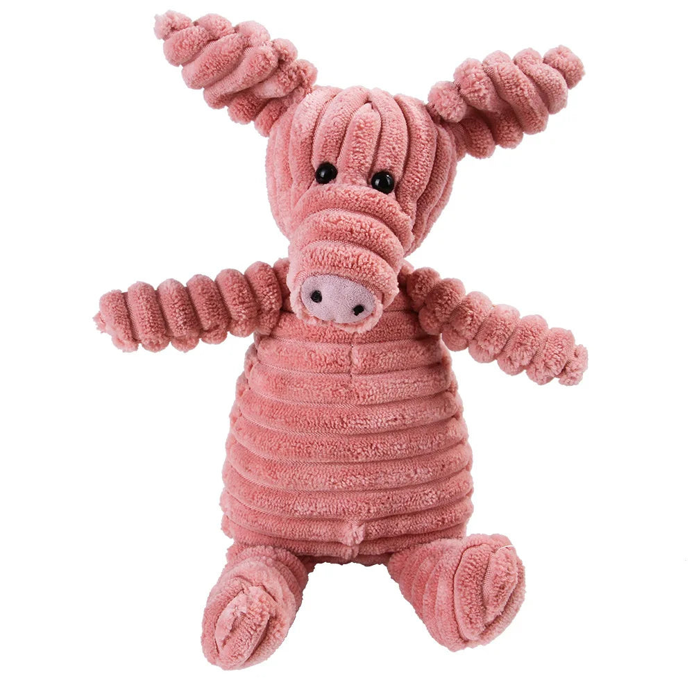 Corduroy Monkey & Pig Squeaky Dog Toy – Plush, Durable & Great for Dental Health