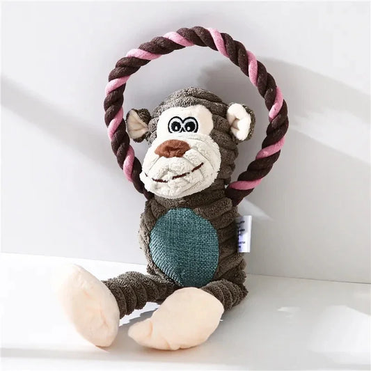 Dog Plush Toy Squeaky Animal Interactive Chew Toy for Clean Teeth Pet Supplies Fleece Material