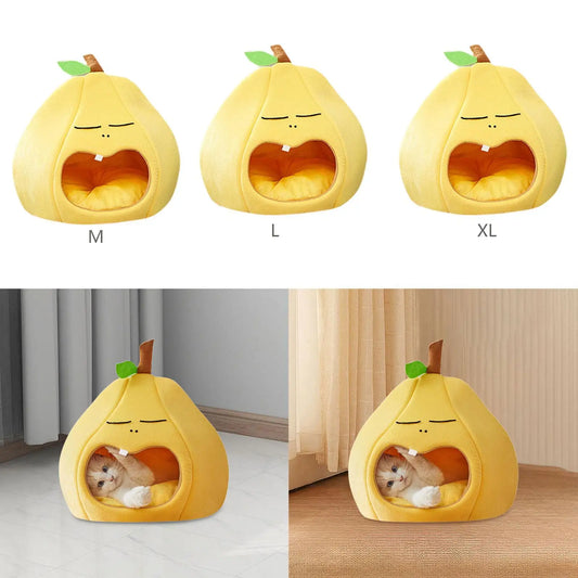 Semi-Closed Cat Nest – Cozy Hideout Bed for Cats, Kittens, Puppies & Small Pets with Anti-Slip Bottom