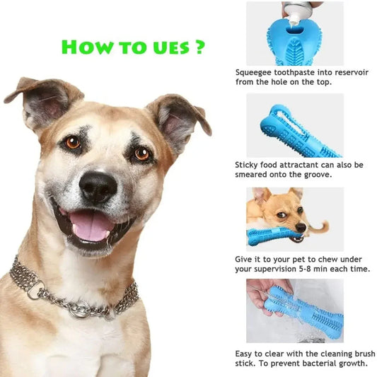 Soft Rubber Dog Toothbrush Chew Toy – 360° Teeth Cleaning Stick